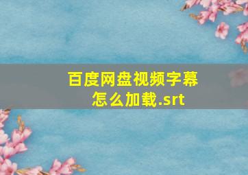 百度网盘视频字幕怎么加载.srt