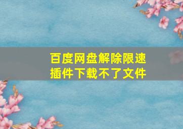 百度网盘解除限速插件下载不了文件