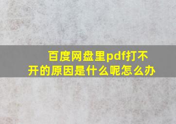 百度网盘里pdf打不开的原因是什么呢怎么办