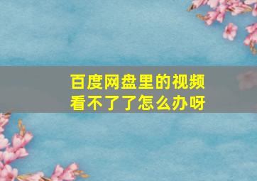 百度网盘里的视频看不了了怎么办呀