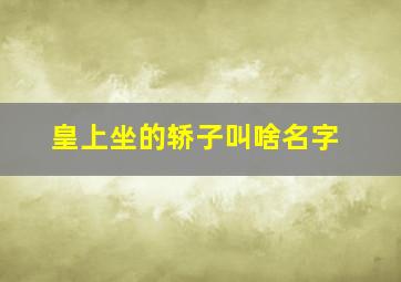 皇上坐的轿子叫啥名字