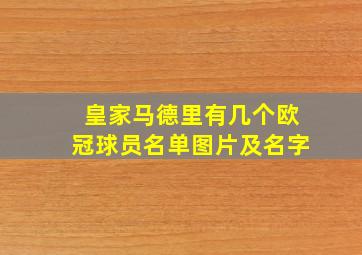 皇家马德里有几个欧冠球员名单图片及名字