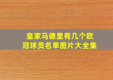 皇家马德里有几个欧冠球员名单图片大全集