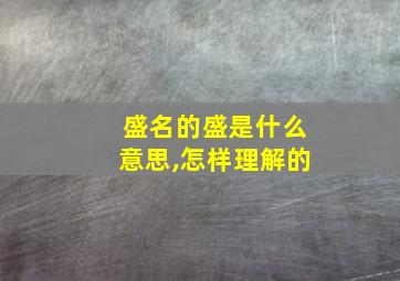 盛名的盛是什么意思,怎样理解的