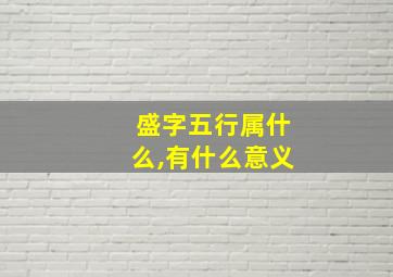 盛字五行属什么,有什么意义