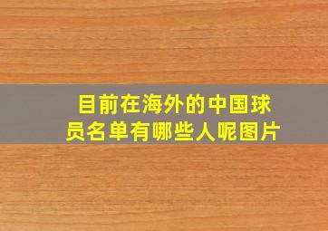 目前在海外的中国球员名单有哪些人呢图片