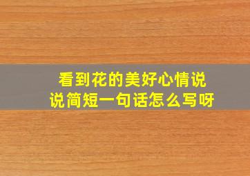 看到花的美好心情说说简短一句话怎么写呀