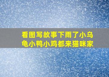 看图写故事下雨了小乌龟小鸭小鸡都来猫咪家