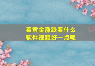 看黄金涨跌看什么软件视频好一点呢