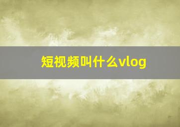 短视频叫什么vlog