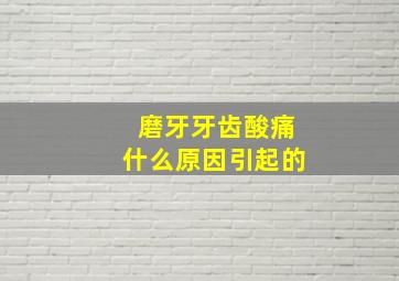 磨牙牙齿酸痛什么原因引起的