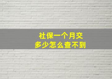 社保一个月交多少怎么查不到