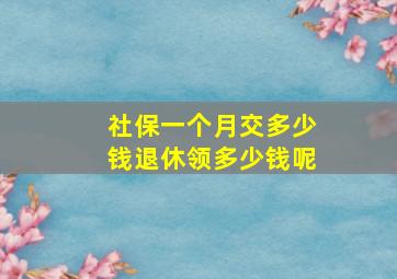 社保一个月交多少钱退休领多少钱呢