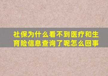 社保为什么看不到医疗和生育险信息查询了呢怎么回事