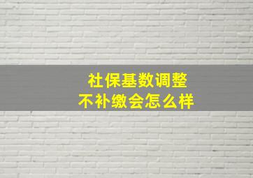 社保基数调整不补缴会怎么样