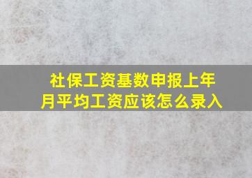 社保工资基数申报上年月平均工资应该怎么录入