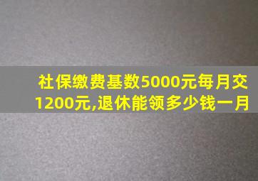 社保缴费基数5000元毎月交1200元,退休能领多少钱一月