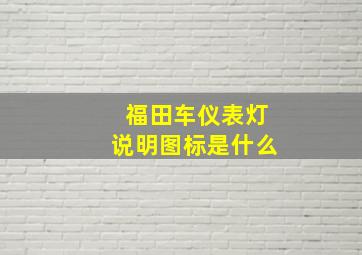 福田车仪表灯说明图标是什么