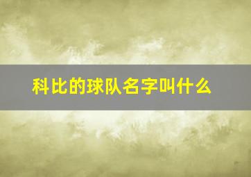 科比的球队名字叫什么