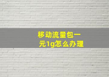 移动流量包一元1g怎么办理