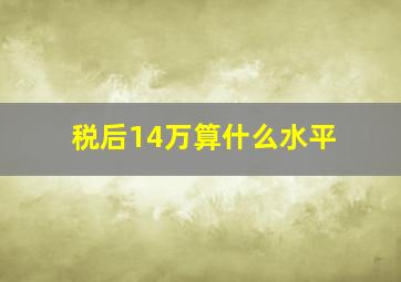 税后14万算什么水平