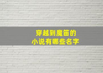 穿越到魔笛的小说有哪些名字