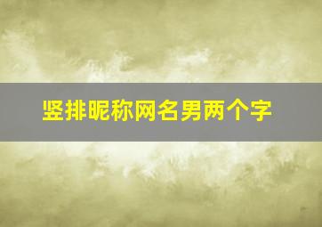 竖排昵称网名男两个字