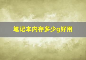 笔记本内存多少g好用