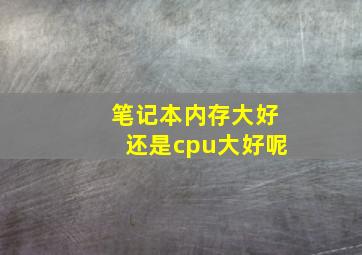 笔记本内存大好还是cpu大好呢