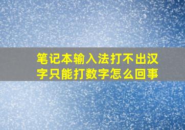 笔记本输入法打不出汉字只能打数字怎么回事