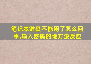 笔记本键盘不能用了怎么回事,输入密码的地方没反应