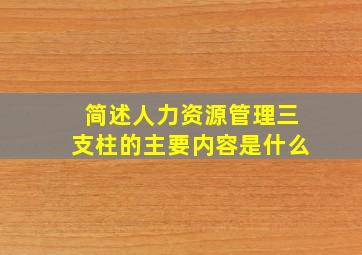 简述人力资源管理三支柱的主要内容是什么