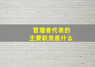 管理者代表的主要职责是什么