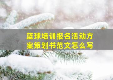 篮球培训报名活动方案策划书范文怎么写