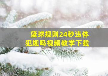 篮球规则24秒违体犯规吗视频教学下载