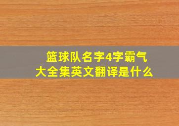 篮球队名字4字霸气大全集英文翻译是什么