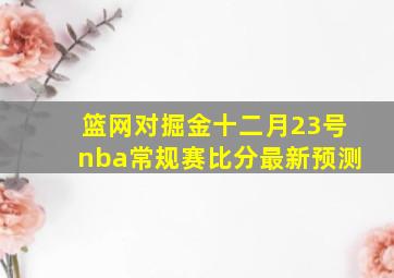 篮网对掘金十二月23号nba常规赛比分最新预测