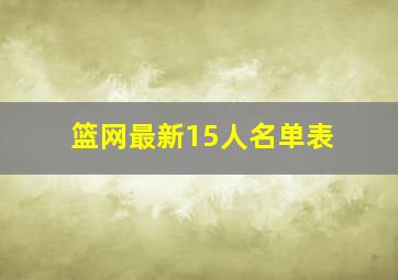 篮网最新15人名单表