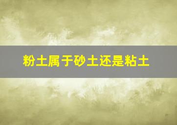 粉土属于砂土还是粘土