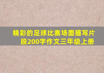 精彩的足球比赛场面描写片段200字作文三年级上册