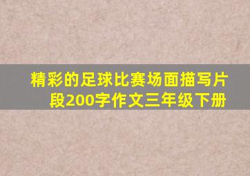 精彩的足球比赛场面描写片段200字作文三年级下册