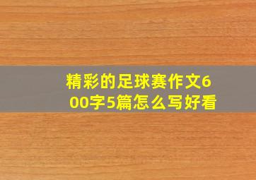 精彩的足球赛作文600字5篇怎么写好看