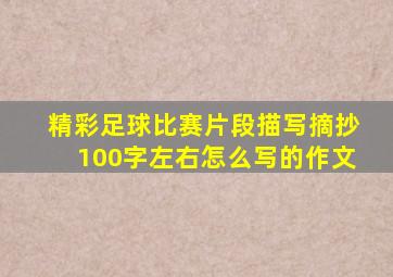 精彩足球比赛片段描写摘抄100字左右怎么写的作文