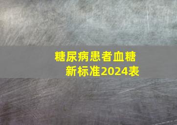 糖尿病患者血糖新标准2024表