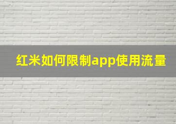 红米如何限制app使用流量