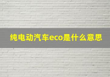 纯电动汽车eco是什么意思