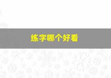 练字哪个好看