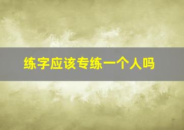 练字应该专练一个人吗