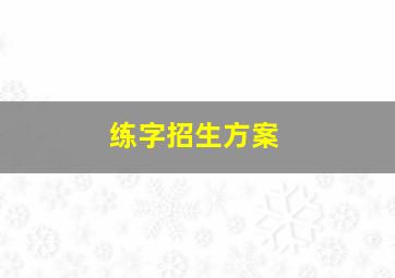 练字招生方案