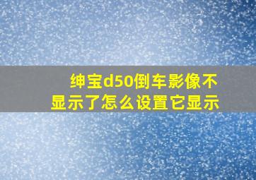 绅宝d50倒车影像不显示了怎么设置它显示